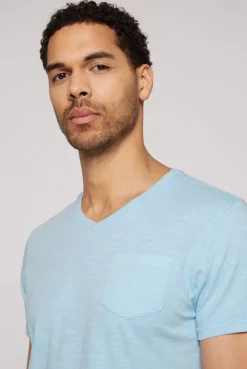 CAMP DAVID & SOCCX T-Shirt V-Neck mit Brusttasche summer blue | S summerblue Store