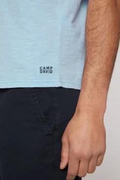 CAMP DAVID & SOCCX T-Shirt V-Neck mit Brusttasche summer blue | S summerblue Store