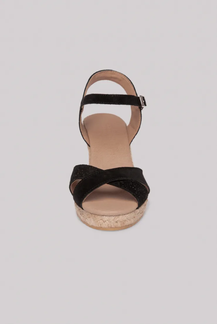 CAMP DAVID & SOCCX Veloursleder-Espadrille mit Keilabsatz black Fashion