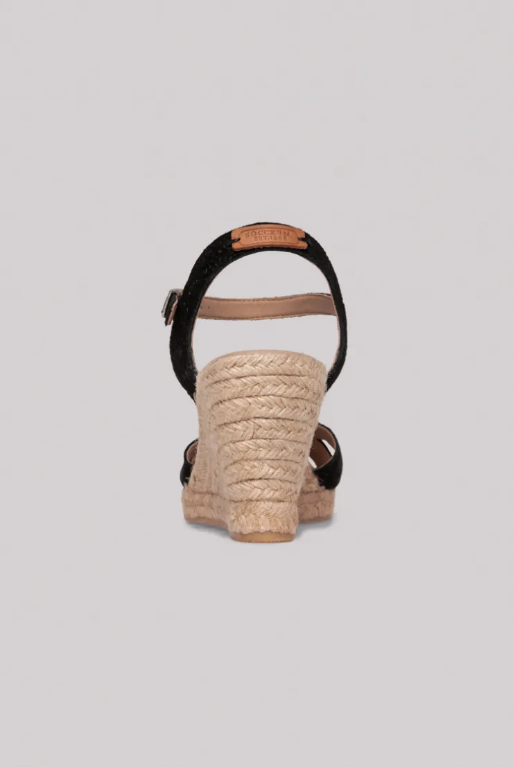 CAMP DAVID & SOCCX Veloursleder-Espadrille mit Keilabsatz black Fashion