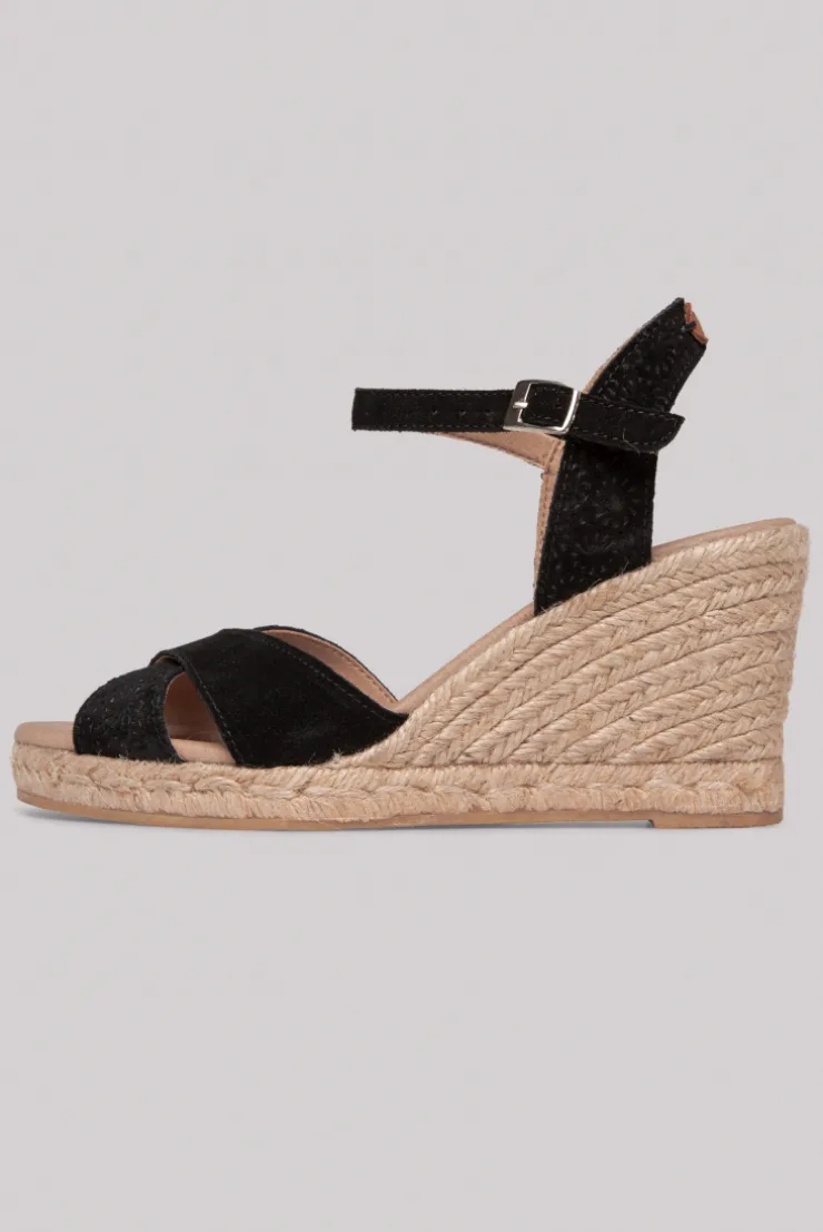 CAMP DAVID & SOCCX Veloursleder-Espadrille mit Keilabsatz black Fashion
