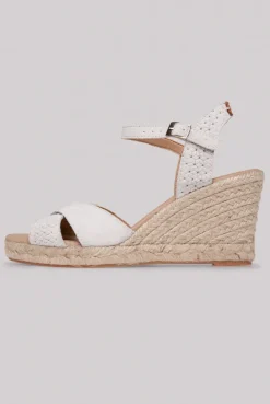 CAMP DAVID & SOCCX Veloursleder-Espadrille mit Keilabsatz ivory Cheap