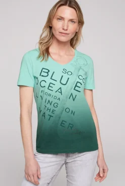 CAMP DAVID & SOCCX V-Shirt Dip Dye mit Anker-Print flash aqua flashaqua Online