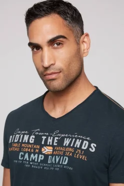 CAMP DAVID & SOCCX V-Shirt mit Flockprint blue navy bluenavy Hot