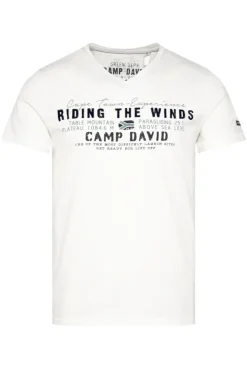 CAMP DAVID & SOCCX V-Shirt mit Flockprint ivory Best
