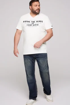 CAMP DAVID & SOCCX V-Shirt mit Flockprint ivory Best