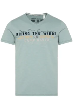 CAMP DAVID & SOCCX V-Shirt mit Flockprint teal Cheap