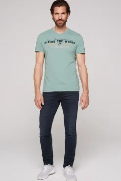 CAMP DAVID & SOCCX V-Shirt mit Flockprint teal Cheap