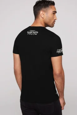 CAMP DAVID & SOCCX V-Shirt mit kleinen Rubber Prints black Flash Sale