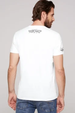 CAMP DAVID & SOCCX V-Shirt mit kleinen Rubber Prints opticwhite Sale