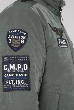 CAMP DAVID & SOCCX Wattierter Fliegerblouson mit Patches khale green khalegreen Best Sale