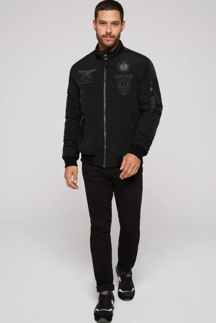 CAMP DAVID & SOCCX Wattierter Fliegerblouson mit Patches black New