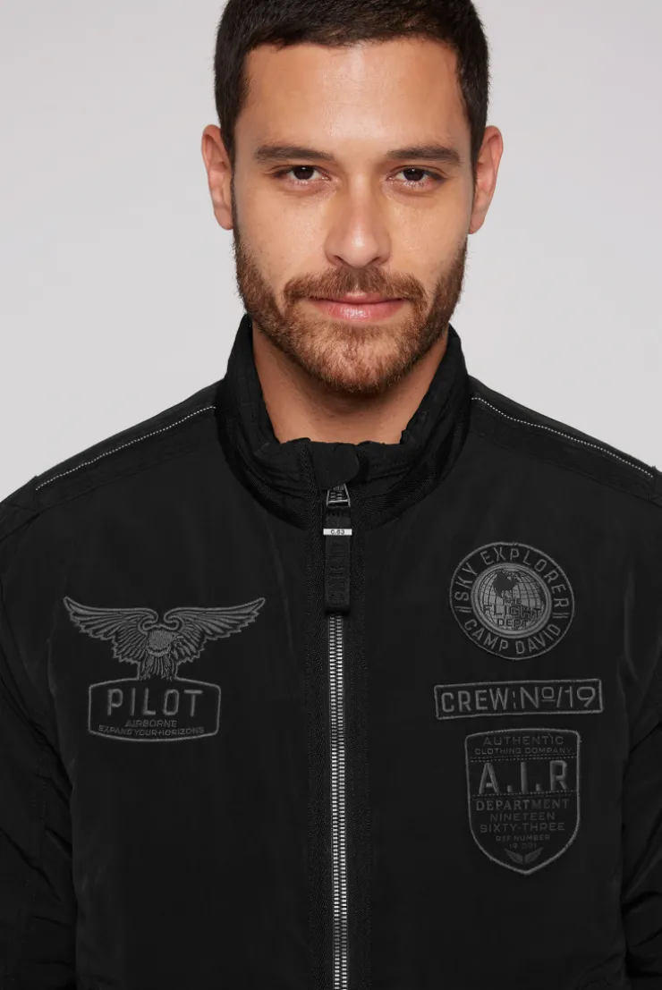 CAMP DAVID & SOCCX Wattierter Fliegerblouson mit Patches black New