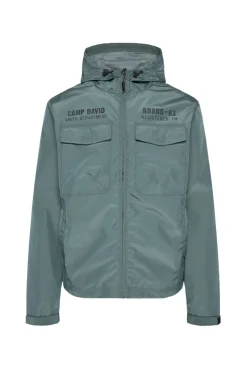 CAMP DAVID & SOCCX Windbreaker-Jacke mit Kapuze und Rückenprint teal Clearance